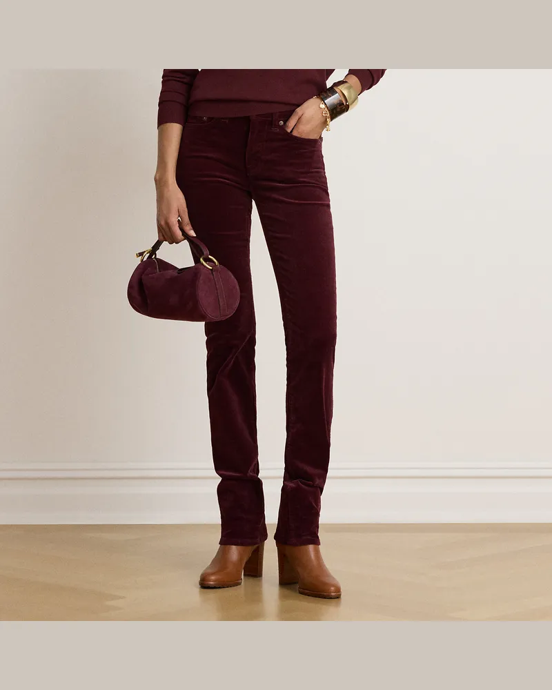 Ralph Lauren Slim-Straight-Fit Hose aus Kordsamt Red