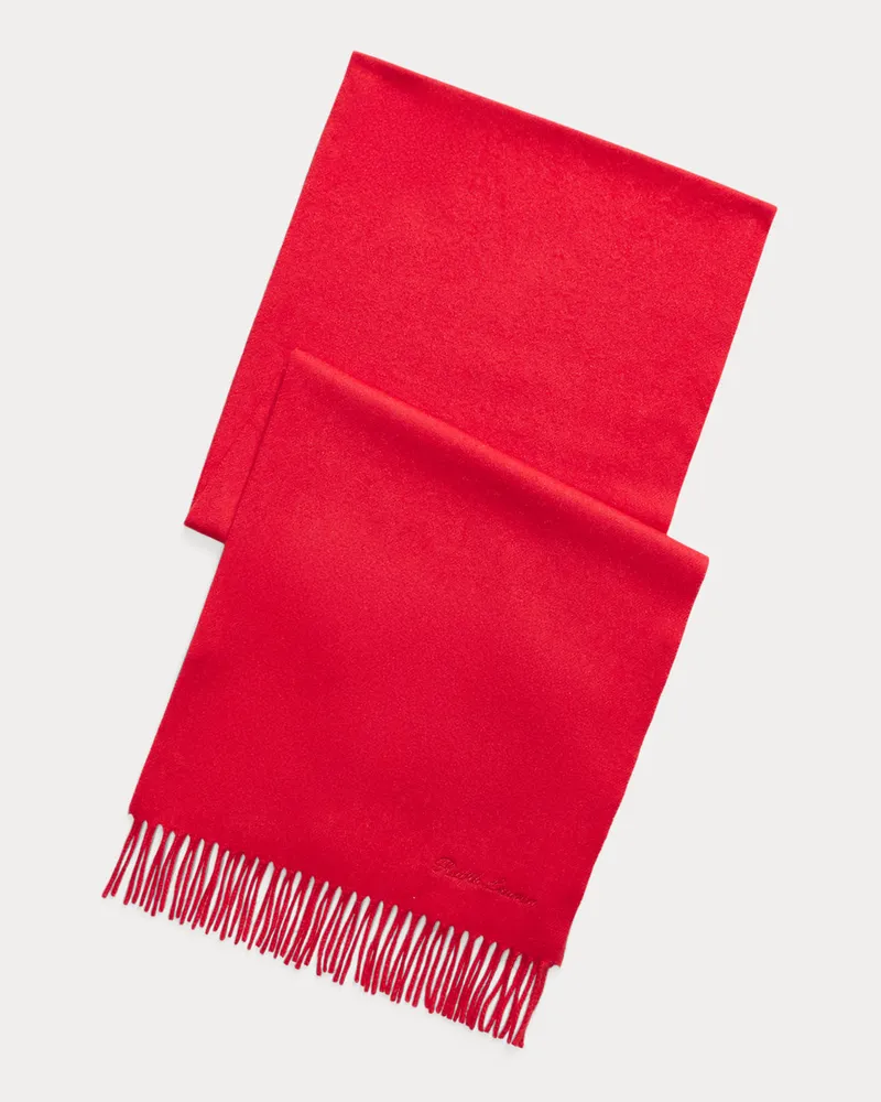Ralph Lauren Kaschmirschal mit Fransen Red