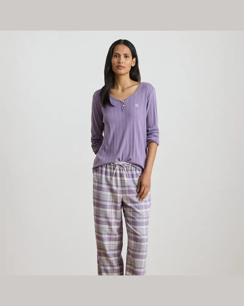 Ralph Lauren Karierter Henley-Pyjama mit Baumwolle Multi