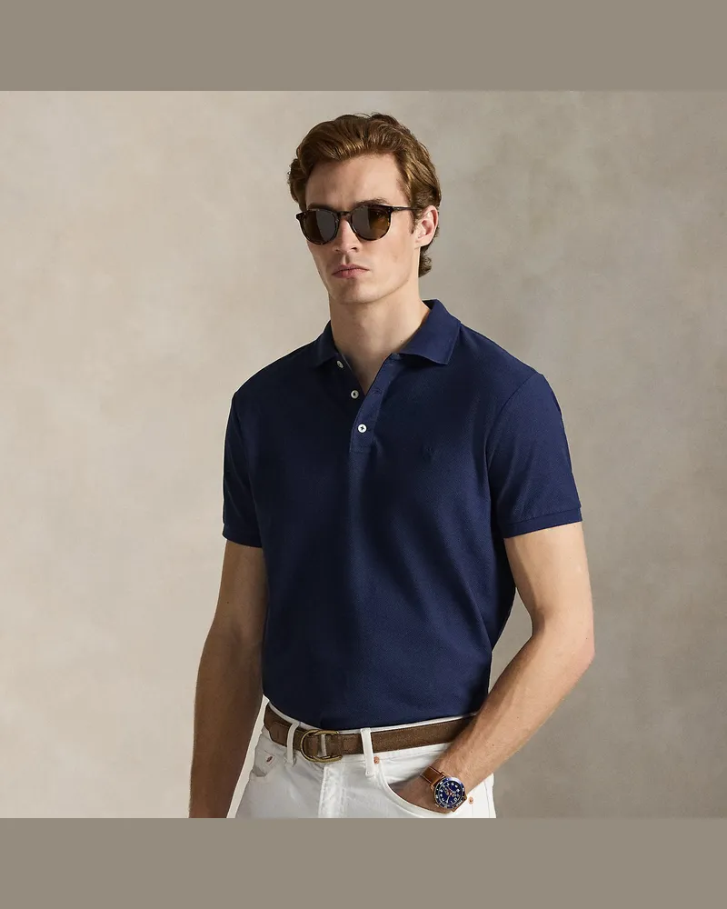 Ralph Lauren Custom-Slim-Fit Poloshirt aus Piqué Blue