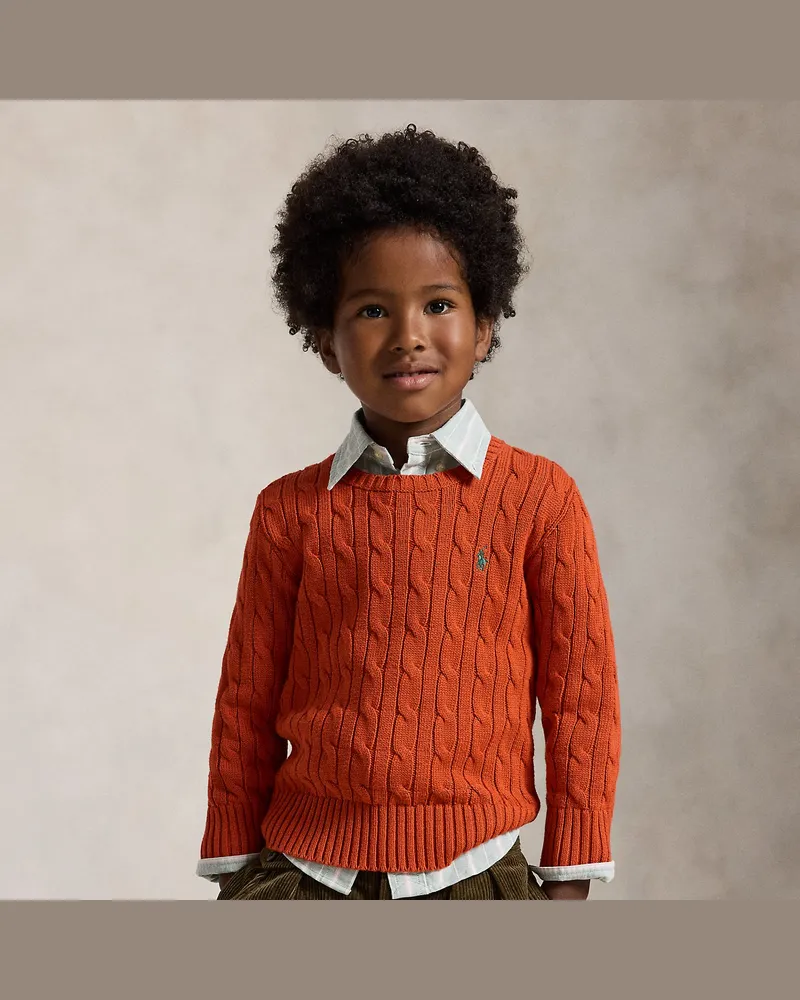 Ralph Lauren Baumwollpullover mit Zopfmuster Orange