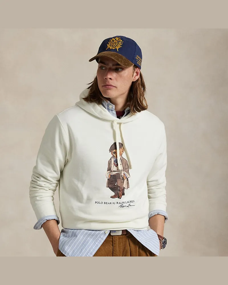 Ralph Lauren Fleece-Kapuzenpullover mit Polo Bear White