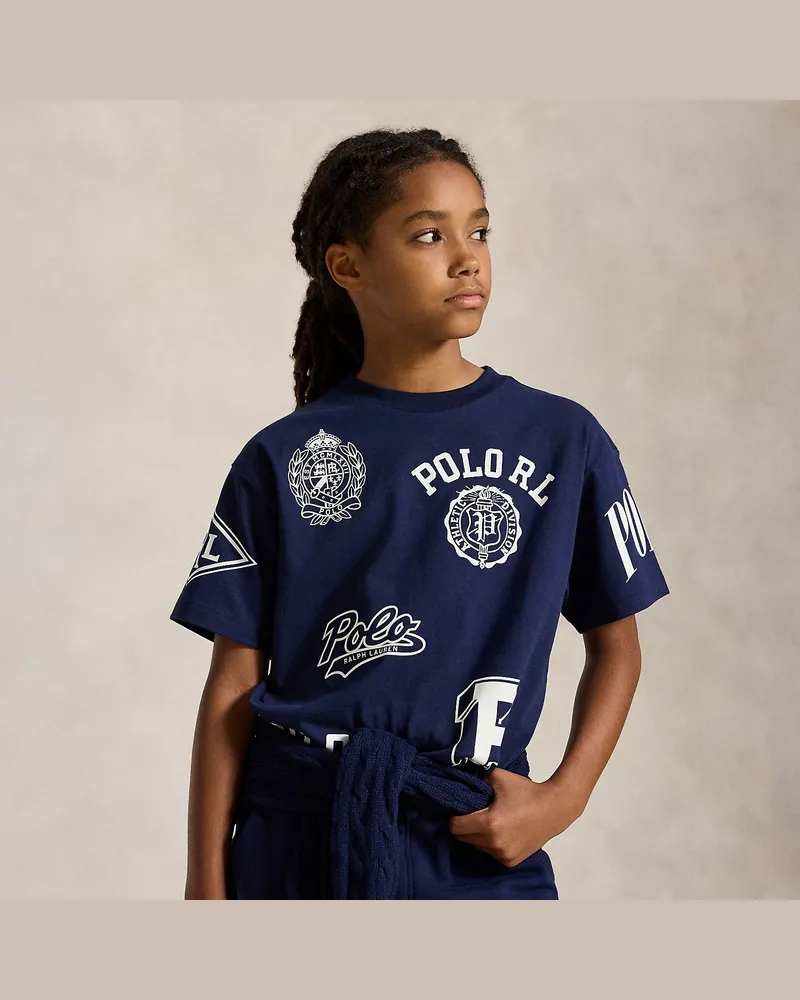 Ralph Lauren Big-Fit Baumwoll-T-Shirt mit Grafik Blue
