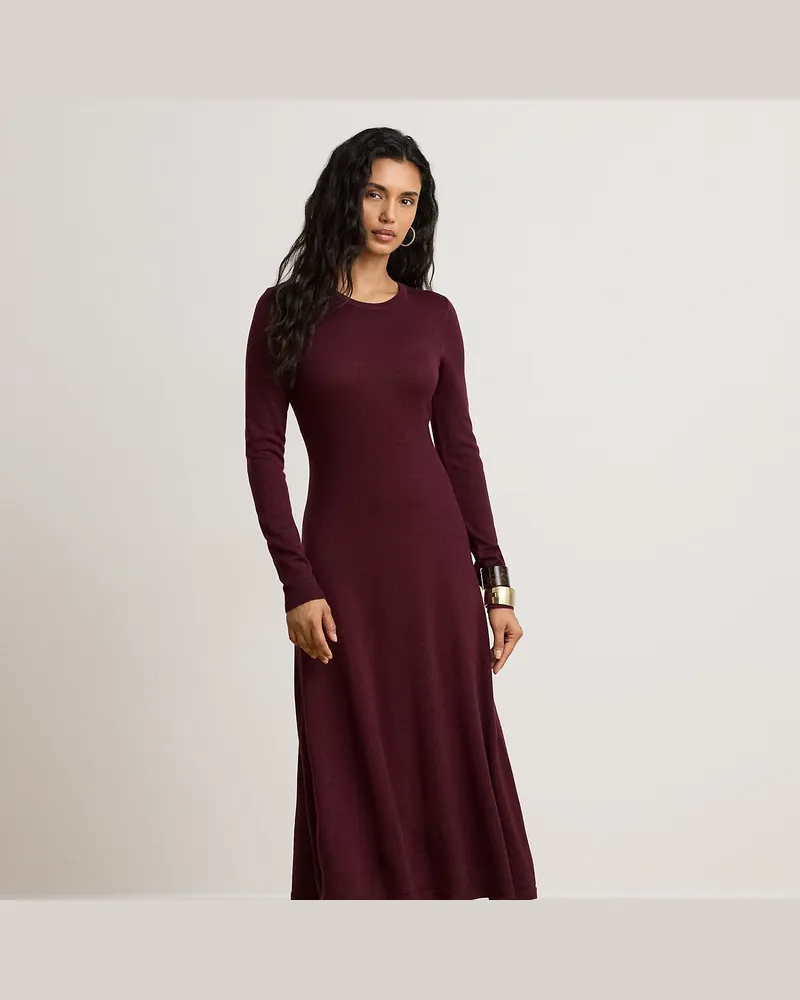 Ralph Lauren Rundhals-Pulloverkleid aus Wolle Red