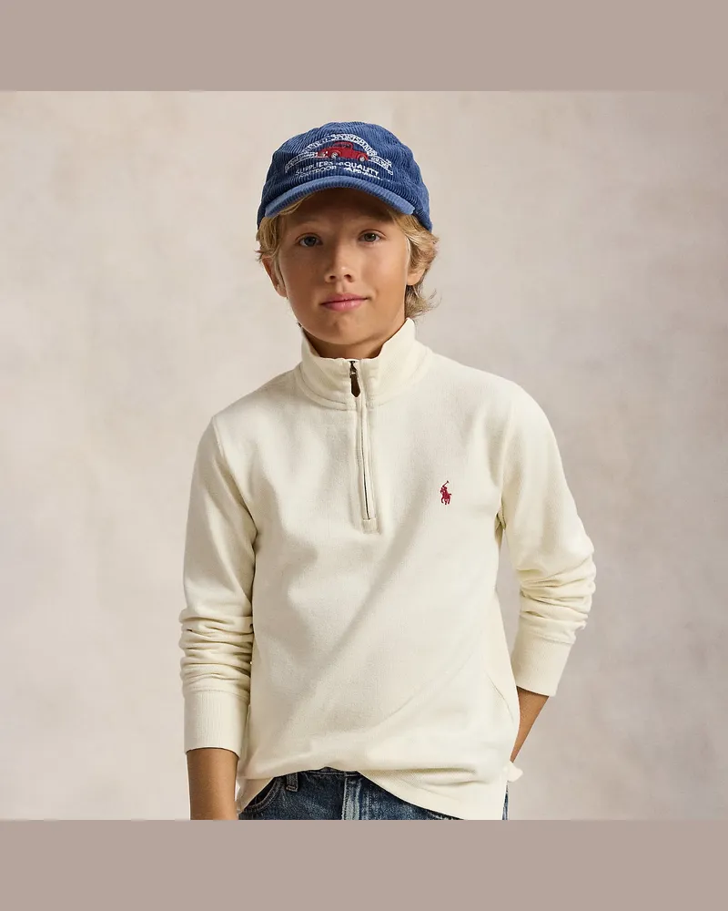 Ralph Lauren Rippenpullover mit Viertelreißverschluss Cream