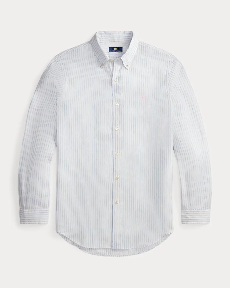 Ralph Lauren Gestreiftes Slim-Fit Leinenhemd White