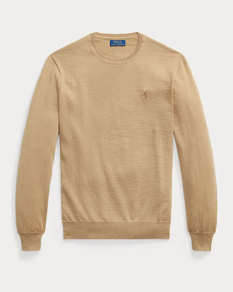 Ralph Lauren Waschbarer Rundhalspullover aus Wolle Brown