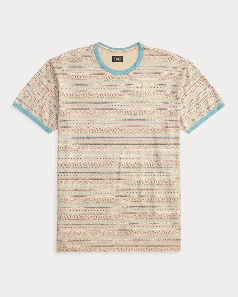 Ralph Lauren Gemustertes Ringer-T-Shirt aus Jersey Cream