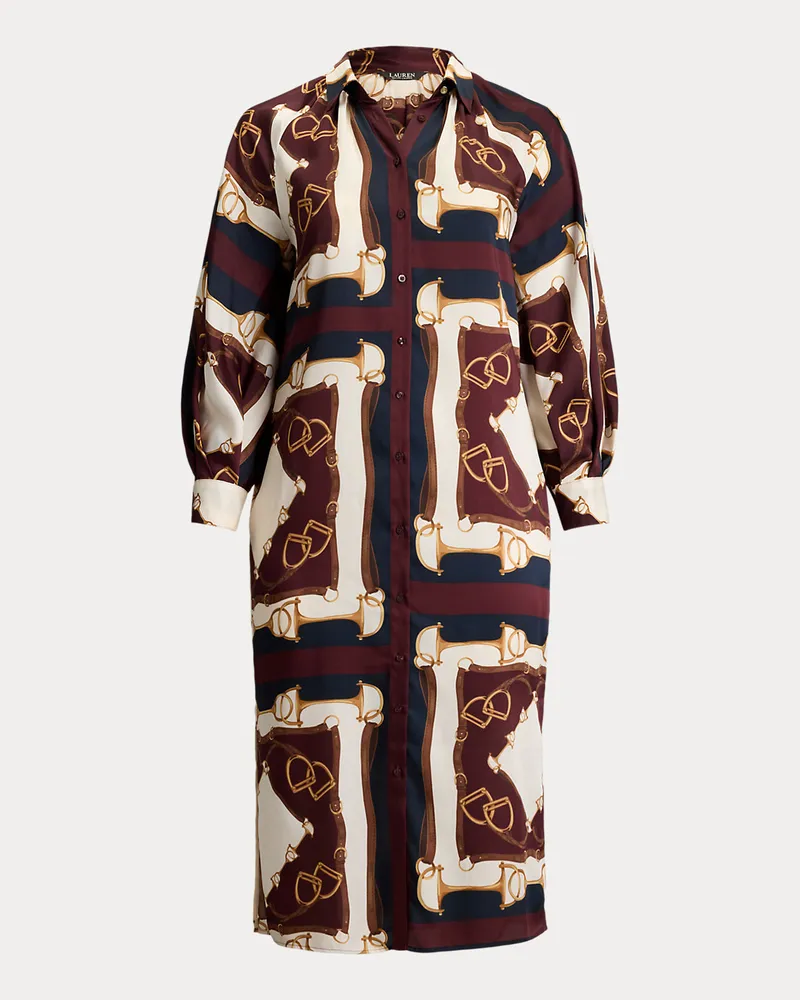 Ralph Lauren Plus Größen - Midi-Twill-Hemdkleid mit Reiter-Muster Blue
