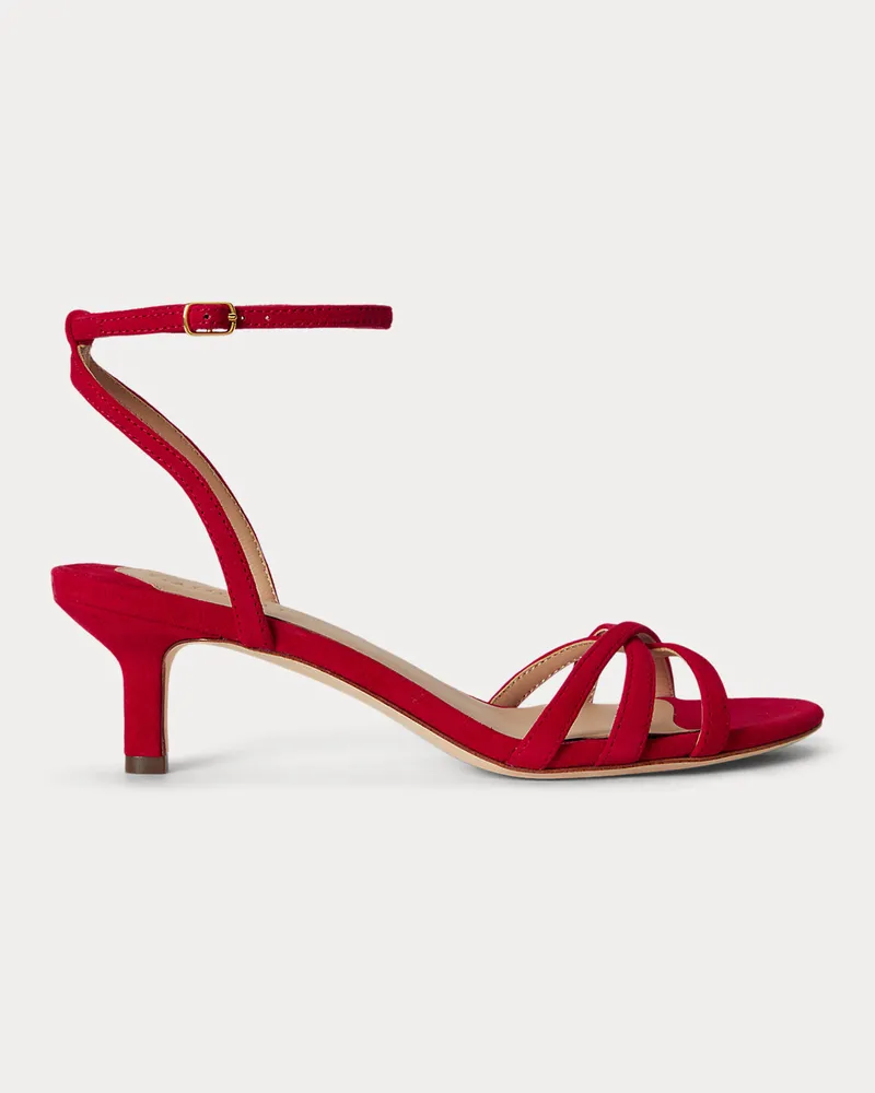 Ralph Lauren Wildledersandale Kendyl mit Kitten-Heel Red