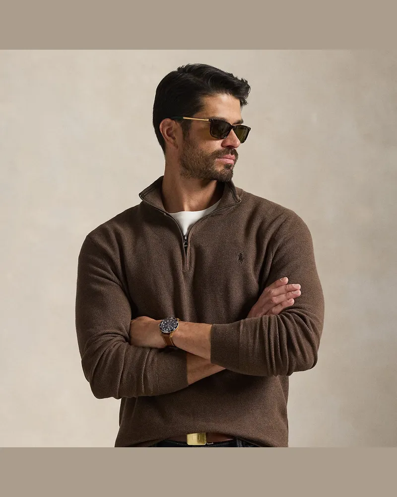 Ralph Lauren Große Größen - Pullover aus Baumwollpiqué Brown