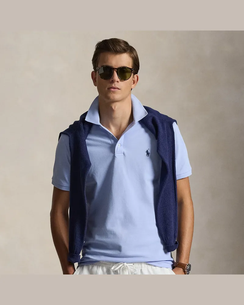 Ralph Lauren Custom-Slim-Fit Piqué-Poloshirt Blue