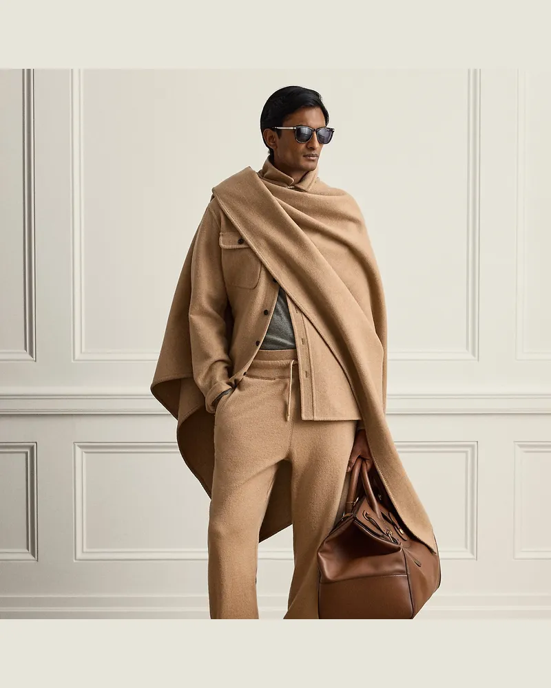 Ralph Lauren Handgeschneidertes Cape aus Kaschmir Tan