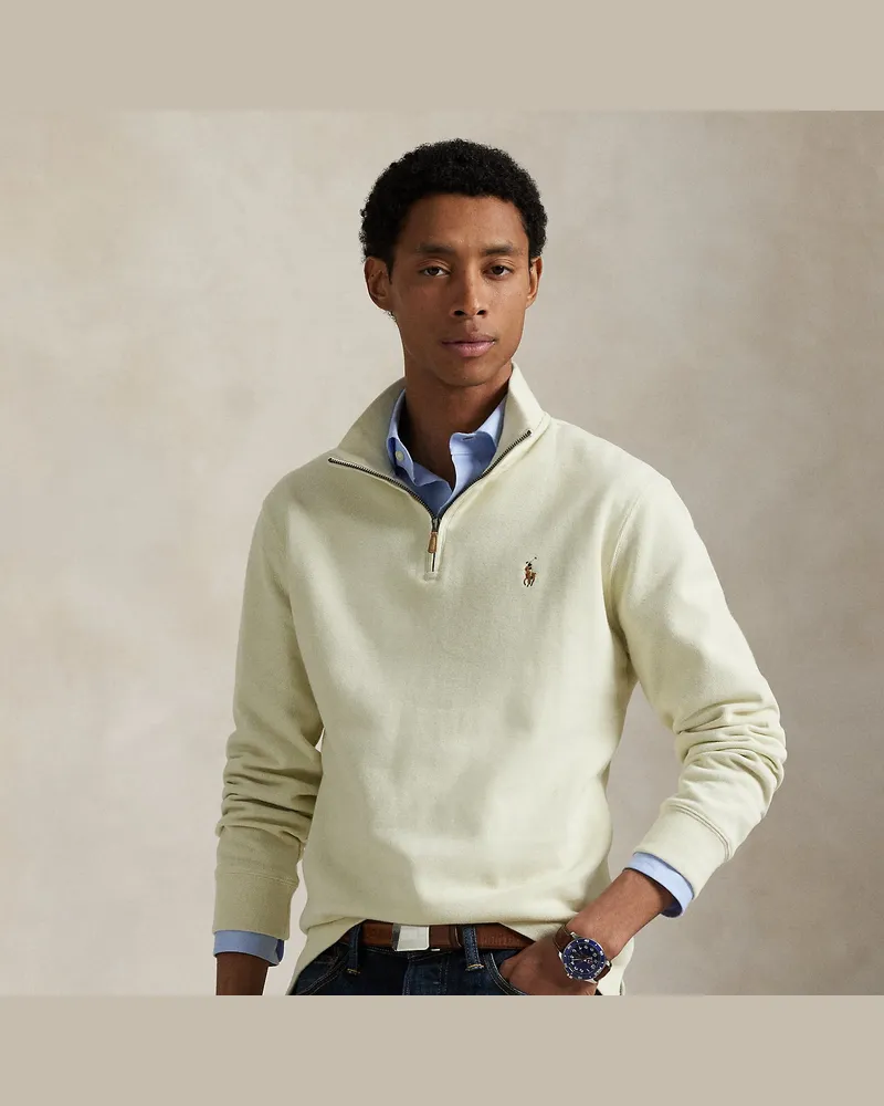 Ralph Lauren Rippenpullover mit Viertelreißverschluss Cream