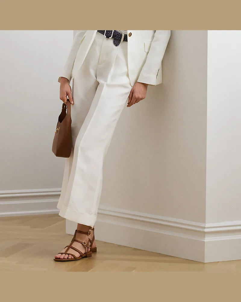 Ralph Lauren Twill-Bundfaltenhose mit weitem Bein White