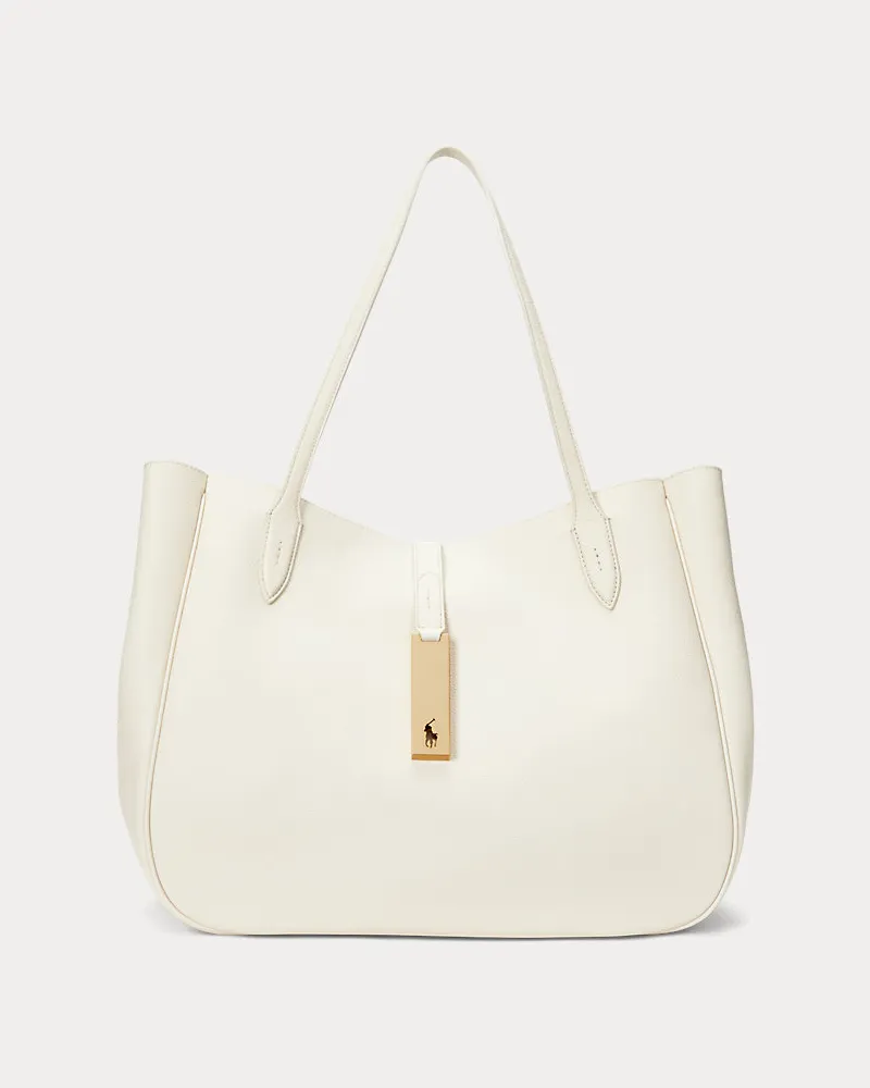 Ralph Lauren Große Tragetasche Polo ID aus Leder White