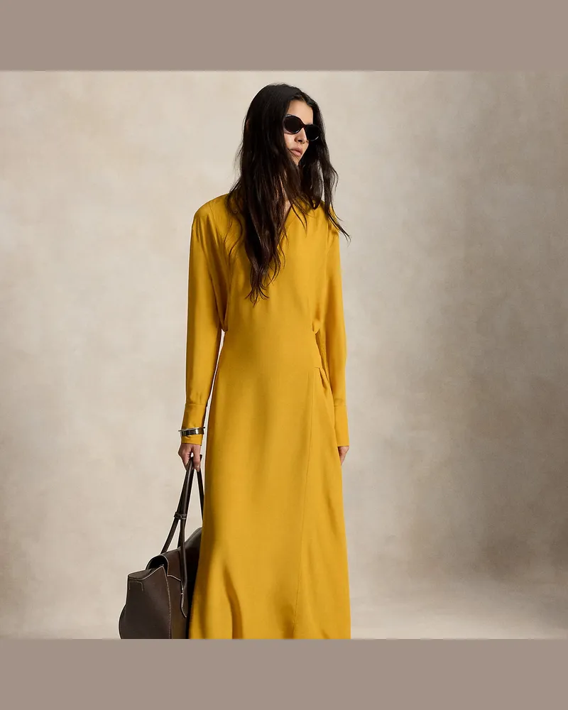 Ralph Lauren Crêpe-Kleid mit Schnürdetail Yellow