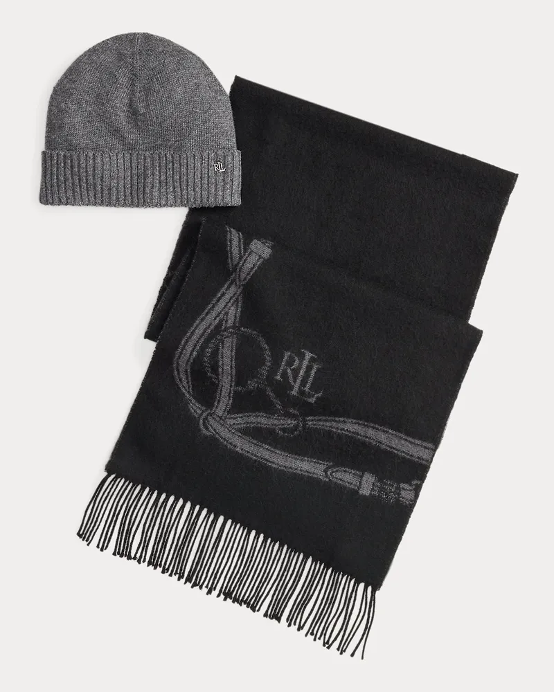 Ralph Lauren Geschenkset aus Schal und Beanie Black