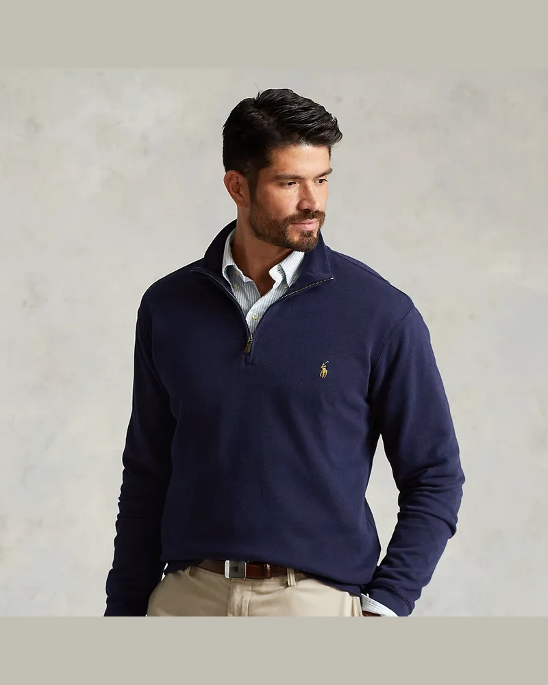 Ralph Lauren Große Größen - Rippenpullover mit Reißverschluss Blue