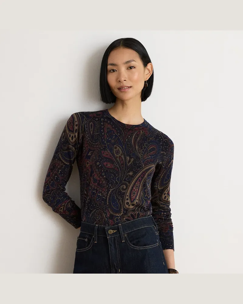 Ralph Lauren Paisley-Pullover aus Baumwolle und Modal Blue