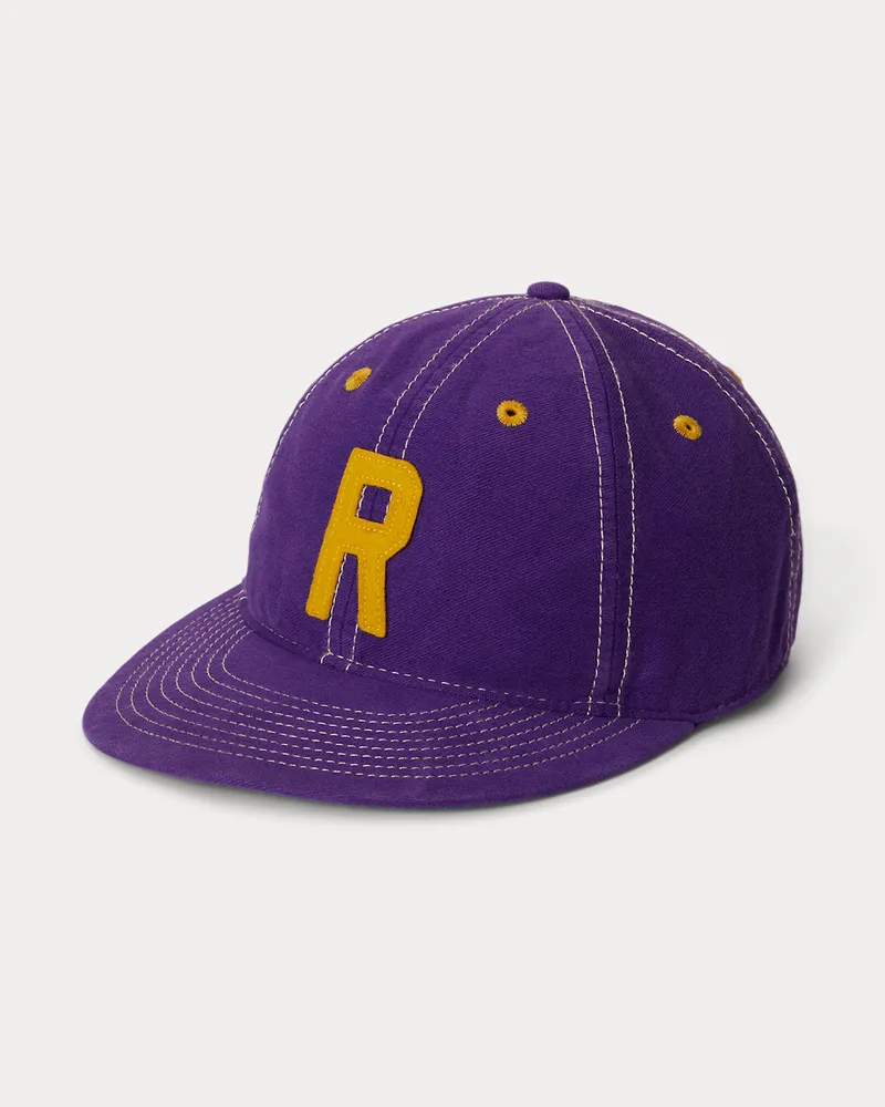 Ralph Lauren Chamois-Baseballkappe mit „R“-Aufnäher Purple