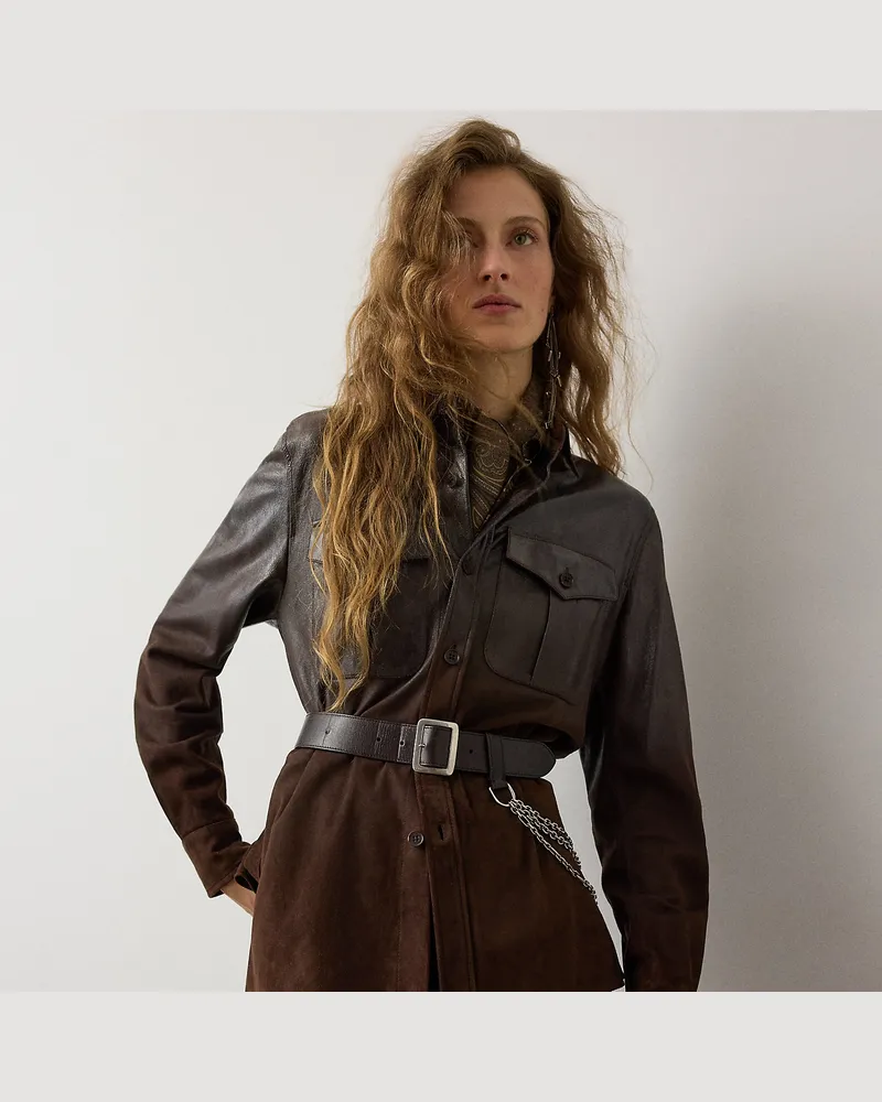 Ralph Lauren Hemd Landry aus Lammwildleder Brown