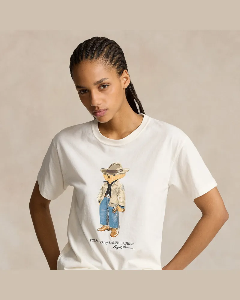 Ralph Lauren Baumwolljersey-T-Shirt mit Polo Bear White