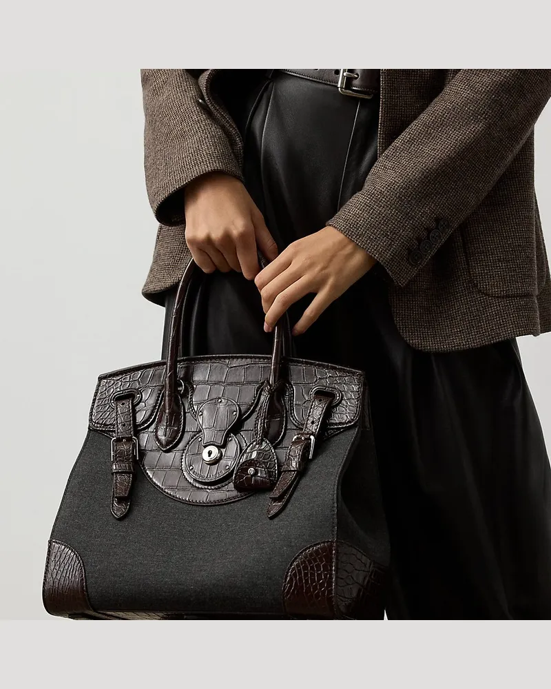 Ralph Lauren Flanelltasche Soft Ricky 33 mit Besatz Brown