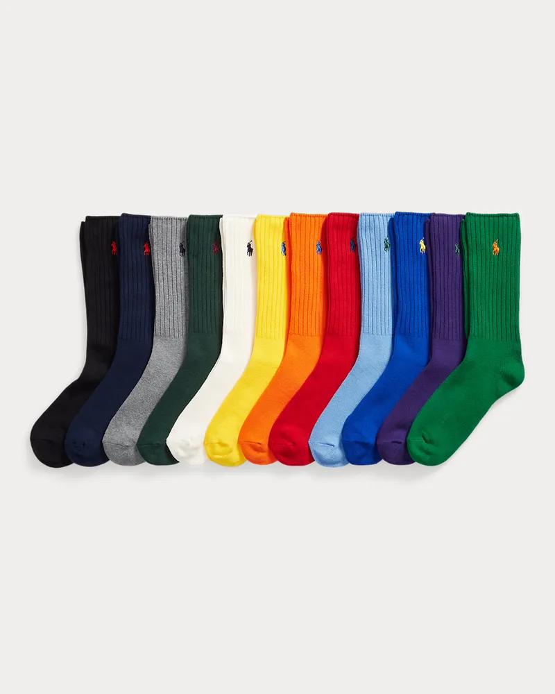 Ralph Lauren Geschenkset aus 12 Crew-Socken mit Pony Multi
