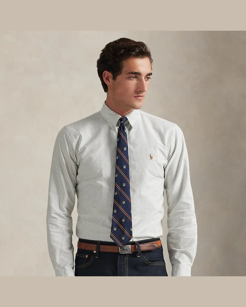 Ralph Lauren Gestreiftes Custom-Fit Oxfordhemd Green