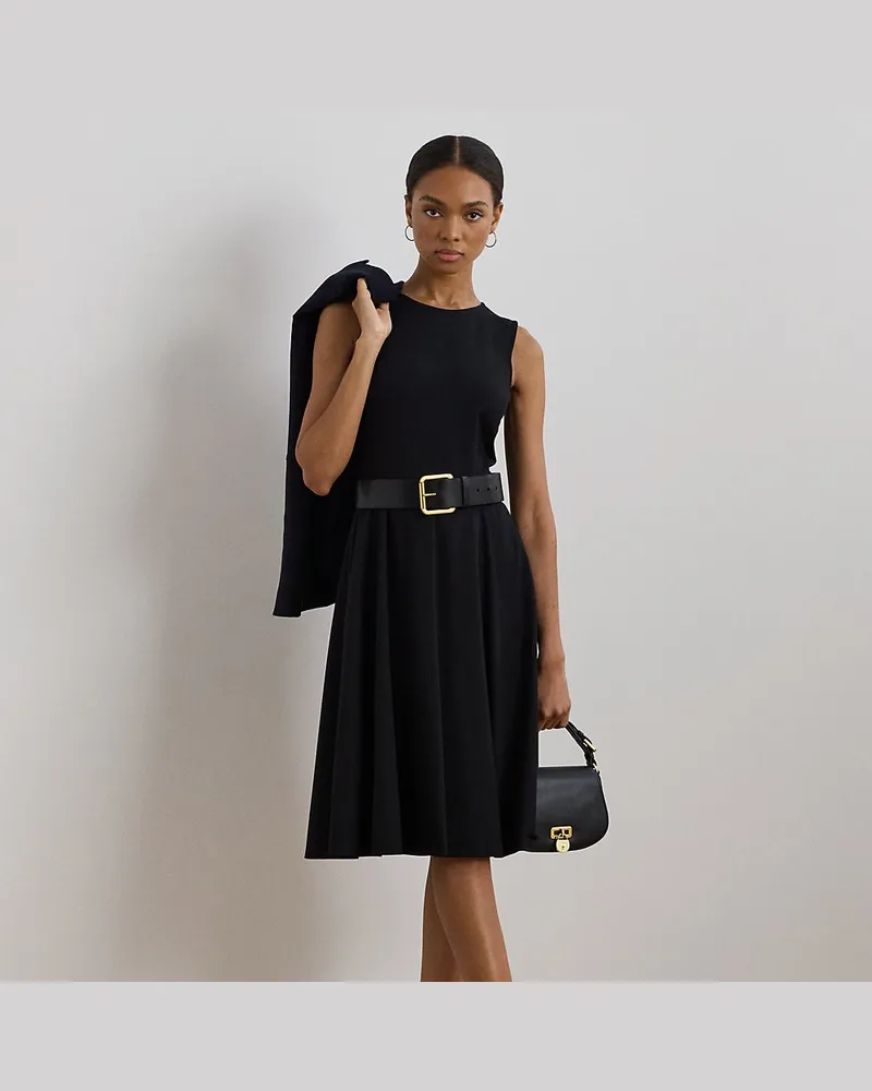 Ralph Lauren Ausgestelltes Kleid aus Ponté Black