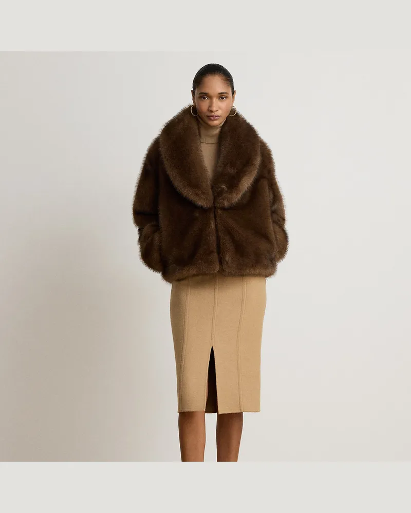 Ralph Lauren Bleistiftrock aus Wollmischung Tan