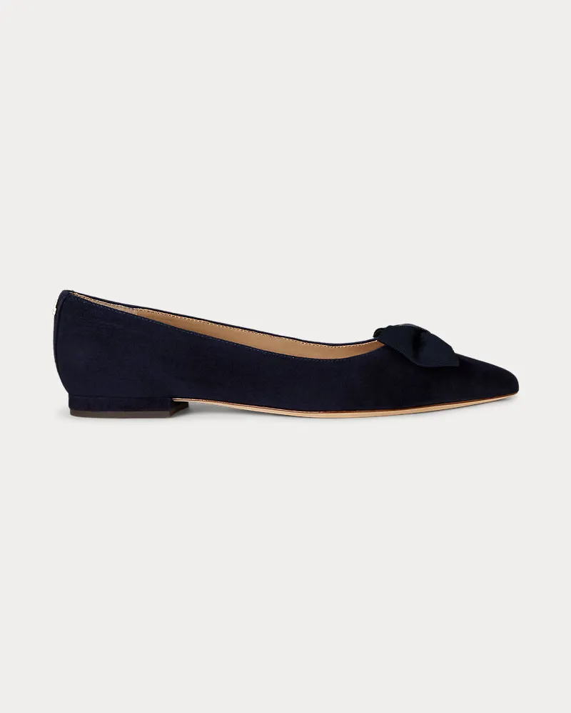 Ralph Lauren Wildleder-Ballerina Londyn mit Schleife Blue