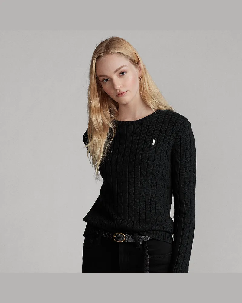 Ralph Lauren Baumwollpullover mit Zopfmuster Black