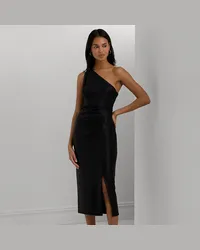 Ralph Lauren Einschultriges Metallic-Cocktailkleid Black