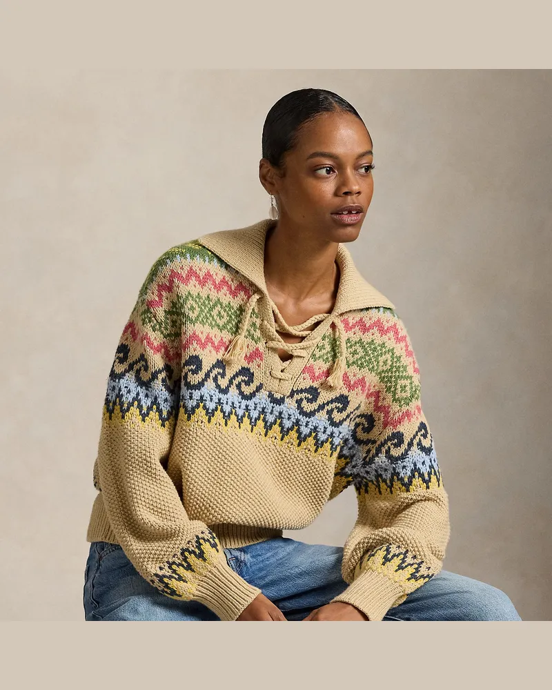 Ralph Lauren Schnürpullover mit Fair-Isle-Muster Tan
