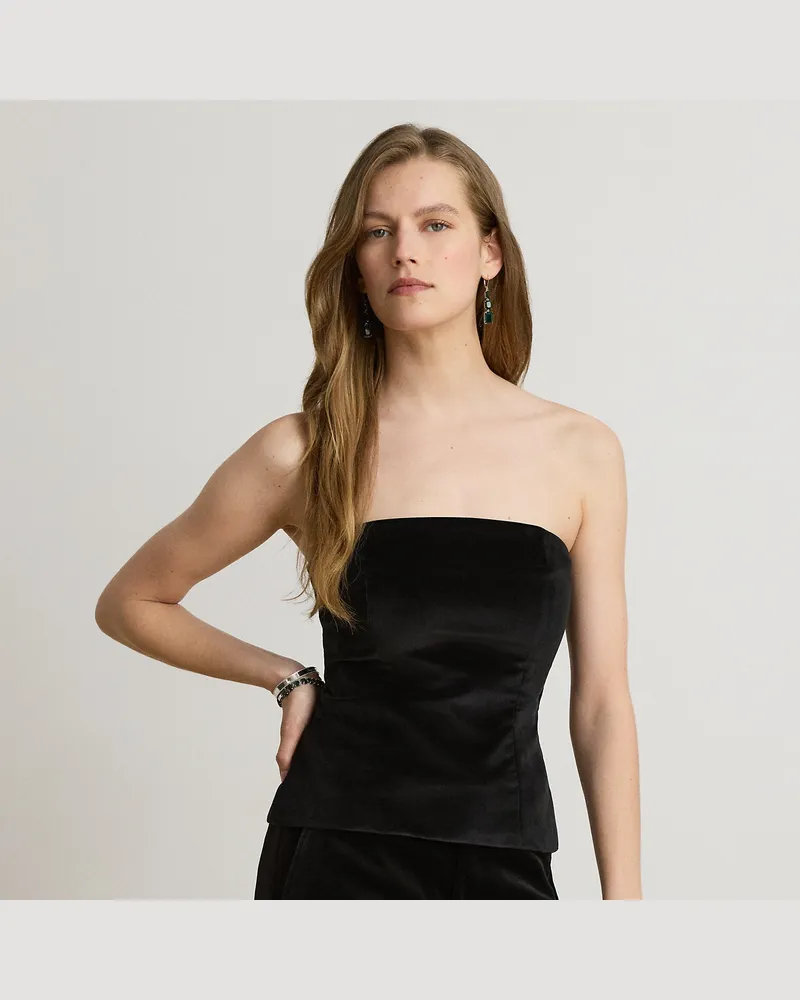Ralph Lauren Bustier aus Stretchsamt Black