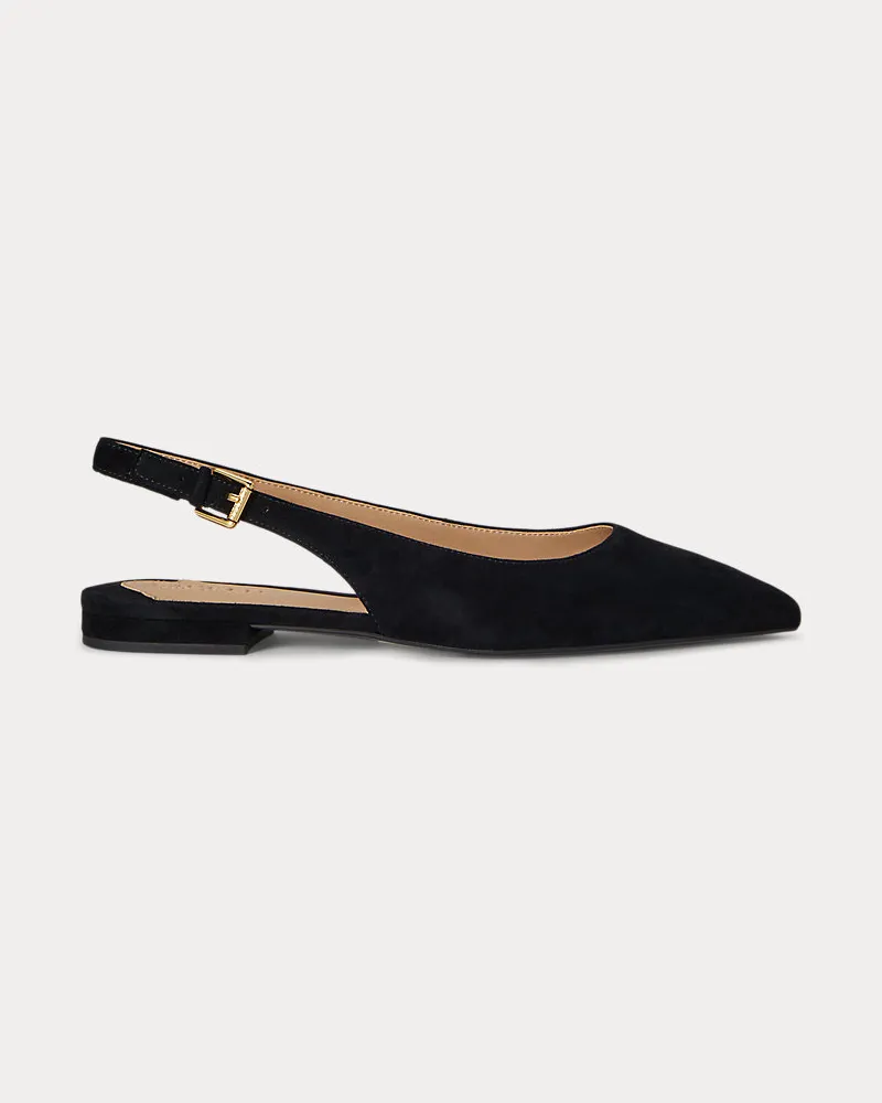 Ralph Lauren Wildleder-Ballerina Londyn mit Riemchen Black