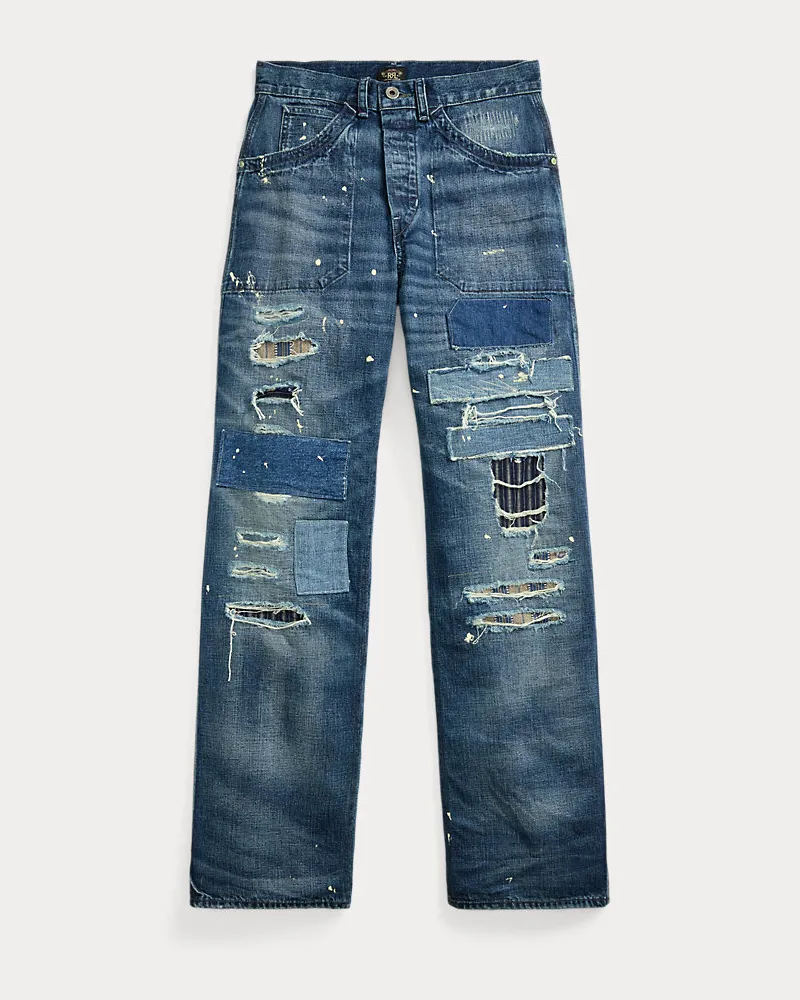 Ralph Lauren Jeans Ryleigh in Used-Optik mit Schnalle Blue