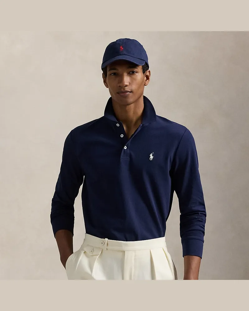 Ralph Lauren Custom-Slim-Fit Piqué-Poloshirt Blue