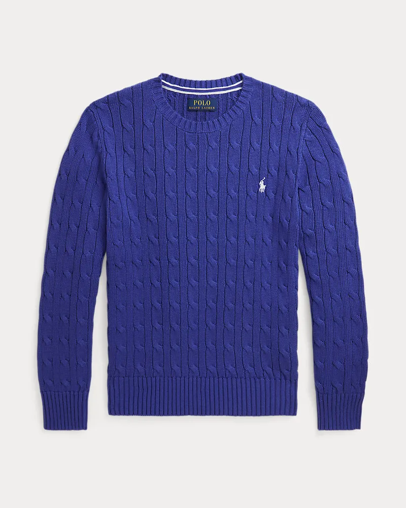 Ralph Lauren Baumwollpullover mit Zopfmuster Blue