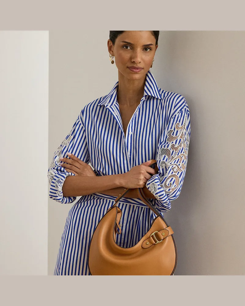 Ralph Lauren Große Schultertasche Tasha aus Leder Brown
