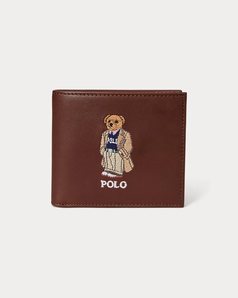 Ralph Lauren Lederbrieftasche mit Polo Bear Brown