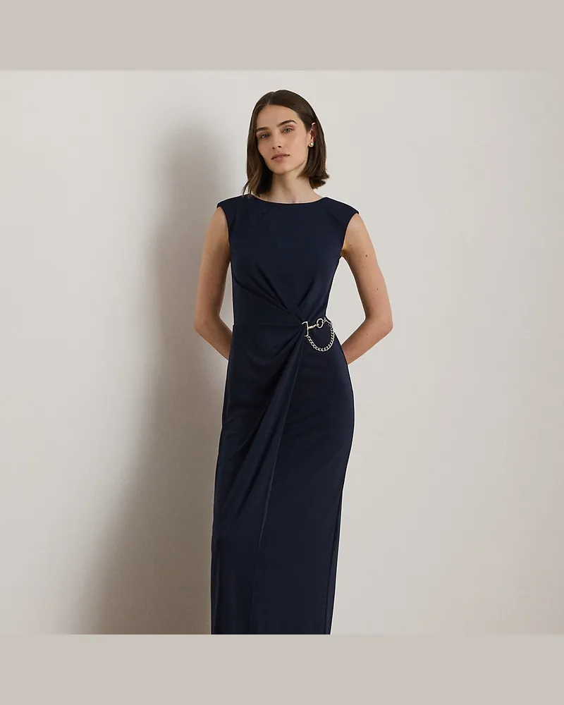Ralph Lauren Abendkleid mit Flügelärmeln und Kette Blue