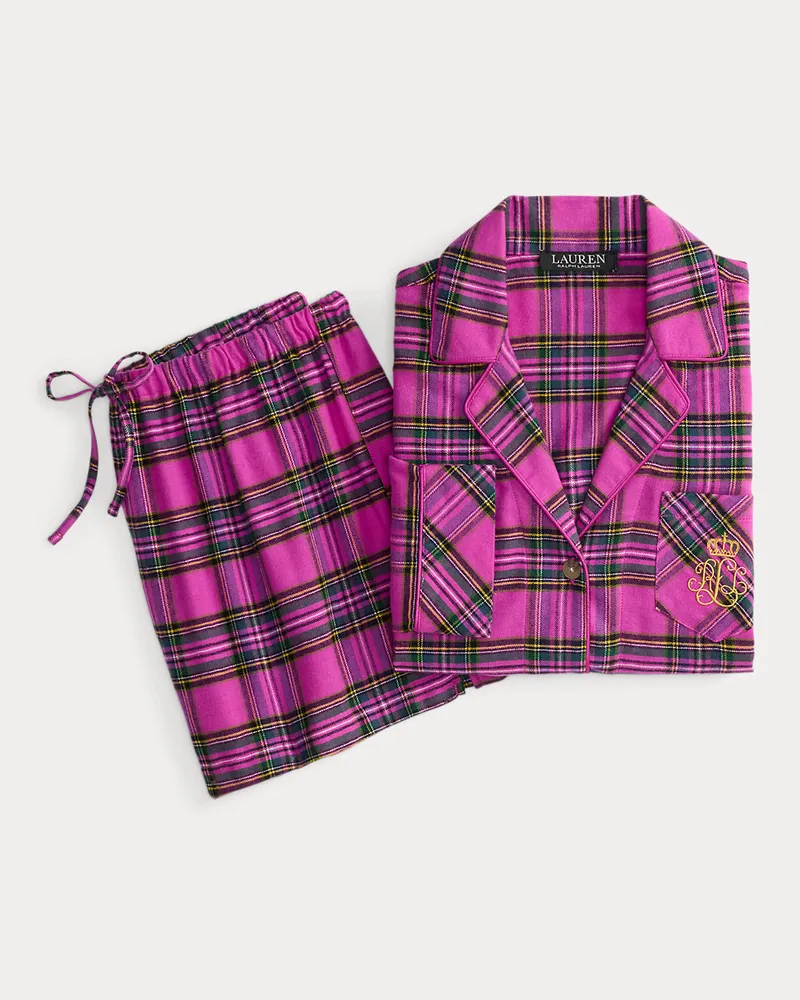 Ralph Lauren Karierter Pyjama aus angerautem Twill Pink