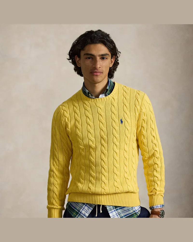 Ralph Lauren Baumwollpullover mit Zopfmuster Yellow