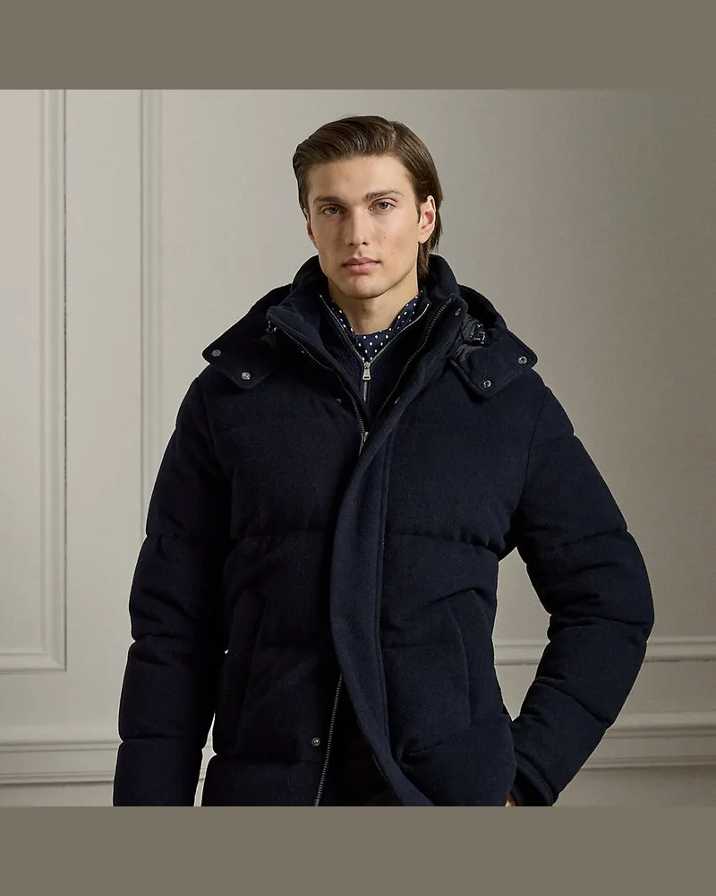 Ralph Lauren Daunen-Kapuzenjacke aus Wollmischung Blue