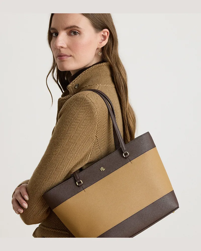 Ralph Lauren Mittelgroße Ledertragetasche Karly Brown