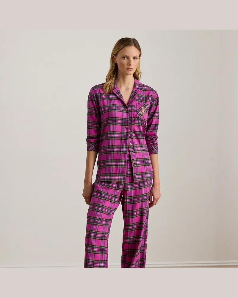 Ralph Lauren Karierter Pyjama aus angerautem Twill Pink