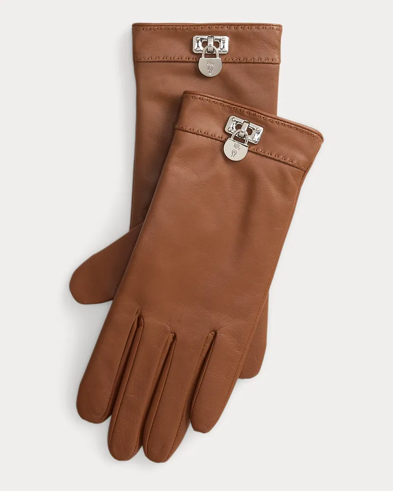 Ralph Lauren Tech-Handschuhe aus Schlafleder Brown